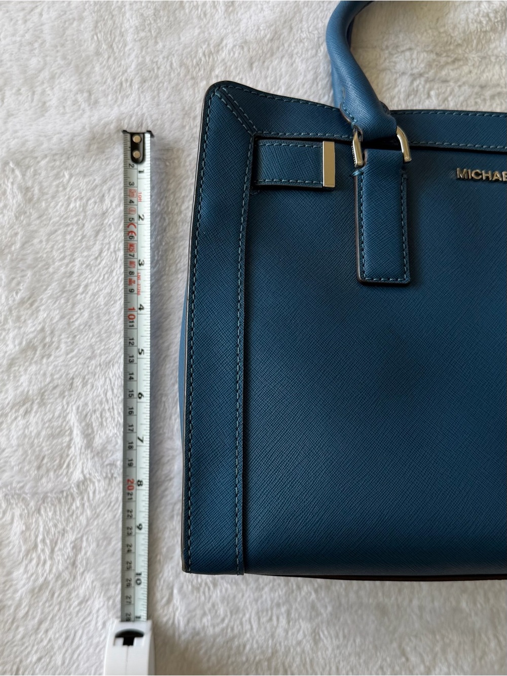 SOLD Michael Kors Dillon Satchel Steel Blue Leather Medium EW Tote Bag MK - Picture 10 of 13